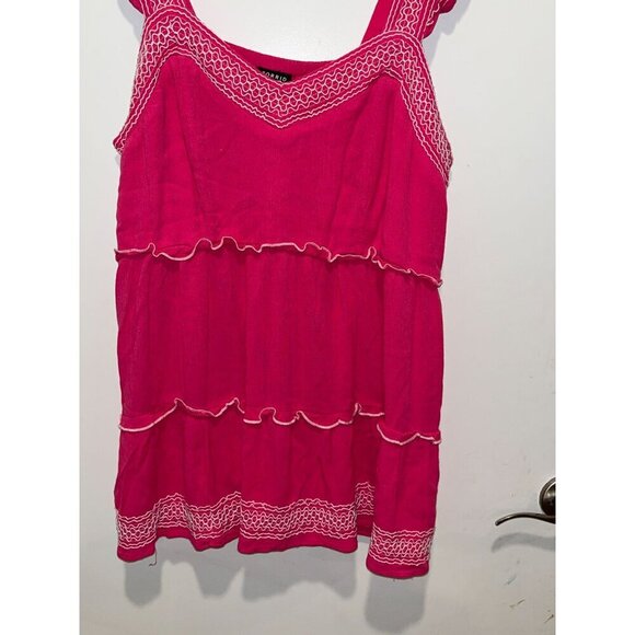 Torrid Babydoll Crinkle Gauze Womens 1x Hot Pink  Boho Embroidered top - Picture 4 of 10